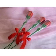Bunga Mawar flanel pertangkai pita warna