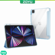 ZOYU เคส iPad เคสแข็งอะคริลิคใสความละเอียดสูงสำหรับ iPad Mini 6 iPad 7 8 9 gen 2021 iPad Pro 11 2nd 3rd 4th gen 2022 Air 5 air 4 iPad 10 cover พร้อมช่องใส่ดินสอทางด้านขวา Smart Case
