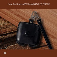 Luxury PU Leather Case for Bowers&Wilkins Pi7/Pi7 S2 Earbuds with Strap Anti-Drop Protection Shockpr