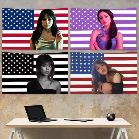 Jenna Ortega American Star flag Decoration Art Picnic Party Home Hanging Camping Outdoor Party Banne