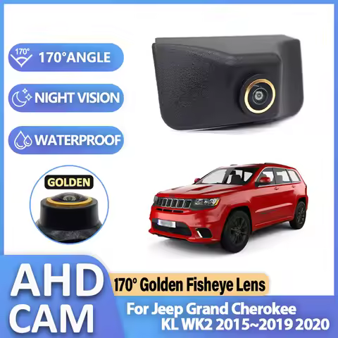 Wide Angle 170deg Golden Fisheye AHD PAL Car front View Logo Camera Waterproof For Jeep Grand Cherok