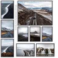 Iceland Landscape Coast Highway Mountainous Region Poster Canvas Printing Iceland Travel Wall Decor 