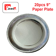 Silver Paper Plate 9 Inches 20pcs Laminated, Disposables, Siomai/ Takoyaki/ Kikiam/ Hotdog/ Footlong