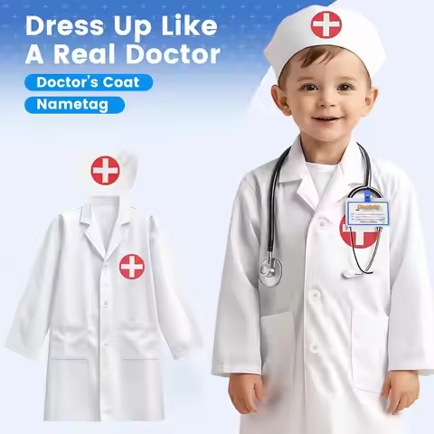 Kids Doctor Outfit Children Costume Doctor Role Play Outfit Pretend Play Detailed Machine Washable C