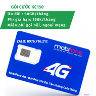 Sim Mobi đăng ký gói cước KC150  2Gb/ngày tương đương với 60Gb/tháng  Free nội mạng  80p ngoại mạng 