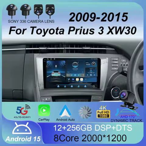 Android 15 For Toyota Prius 3 XW30 2009-2015 Car Radio Multimedia Video Player GPS Navigation Carpla