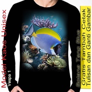 3D Long Sleeve T-Shirt with Botana Tang Fish Image