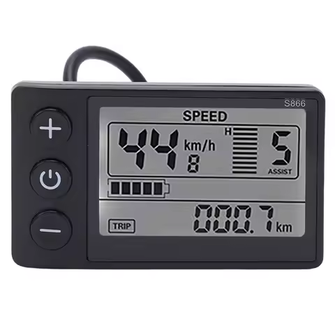 S866 Electric Bike LCD Display Meter 24V 36V 48V Control Panel with Waterproof Plug