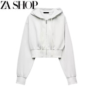 NEW ZARAˉ original 24 Autumn New Womens Clothing Fading Effect Short Sweater Long Sleeve Zipper Hood