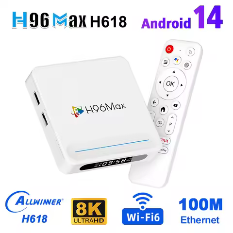 H96 MAX H618 Plus Android 14 TV Box Allwinner H618 Quad Core 2025 8K BT5.4 Smart TV BOX Wifi6 Google