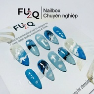 Nailbox Fu2Q - Sky Blue Ombre Summer Sea Fake Nails