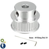 Pulley Shaft 6mm - 40 Teeth Belt 10, uses 2gt-10mm belt
