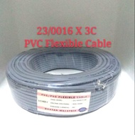 WIRE 3 CORE CABLE -100% Pure Copper Wire 23/0016mm X 3Core PVC Flexible Cable (Per Meter)