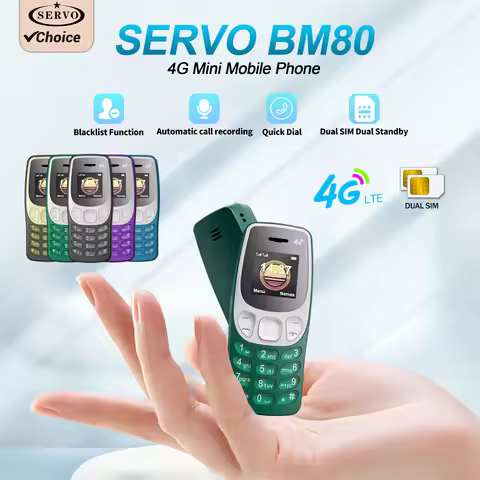 SERVO BM80 4G LTE Mini Backup Phone Dual SIM Card Speed Dial Call Recorder Portable Tiny Mobile Phon