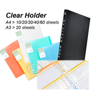 A3 20 Pockets A4 10/20/30/40/60 Pockets Clear Holder Pocket File Folder