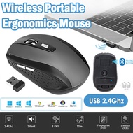 2.4G Wireless Bluetooth Mouse, 6D 7500DPI Rechargeable, Silent Click for Laptop PC Mac, Ergonomic Re