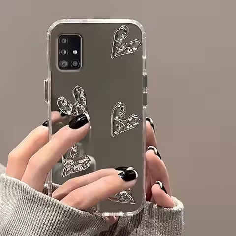 Mirror 3D Love Heart Silicone Case For Samsung Galaxy A51 A71 A91 A12 A70 A50 A30 A20 A10 A01 A03 A2