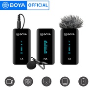 BOYA BY-XM6 S2 Wireless Lavalier 2.4GHz Portable Condenser Microphone Set for iPhone Mobile DSLR Camera PC Streaming Podcast