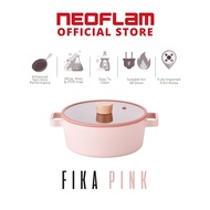 NEOFLAM FIKA PINK Healthy Ceramic Coating 22cm/24cm Casserole + Glass Lid