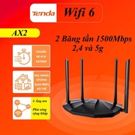 Bộ phát Wifi 6 Tenda AX2 Chuẩn Wifi 6 AX1500Mbps Ăngten 4 râu phủ sóng rộng