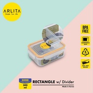 Arlita PLASTIC CONTAINER SHINE SERIES W/ DIVIDER RECTANGLE 300ML.