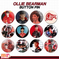 OLLIE BEARMAN INSPIRED BUTTON PIN F1 DRIVER BADGE