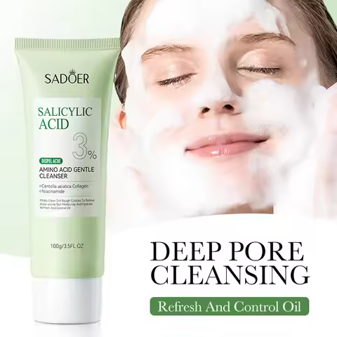 SADOER Salicylic Acid Facial Cleanser Face Wash Foam Face Cleanser Moisturizing Facial Cleansing Hyd