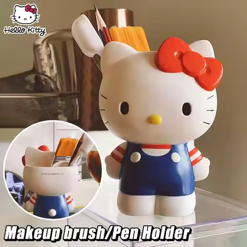 Hello Kitty Pen Holder Cute 3D Design Pen Holder Cartoon Makeup Pen Holder Desktop Decoration