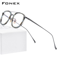 FONEX Acetate กรอบแว่นไทเทเนียมสำหรับผู้ชายแว่นตาทรงสี่เหลี่ยมแบบเรโทรวินเทจใหม่ปี2022แว่นตาแว่นสายตาสั้น F9025