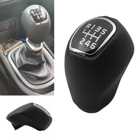 Car Leather Manual Stick Gear Shift Knob Lever Shifter 6 Speed For Kia Rio 5 2012 2013 2014 2015