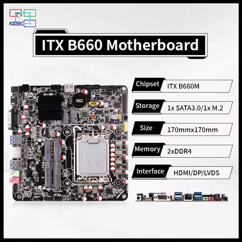 B660 Mini ITX Motherboard LGA1700 Support i3/i5/i7/i9 12/13th Gen Intel Core DDR4 3200MHz Mini ITX M