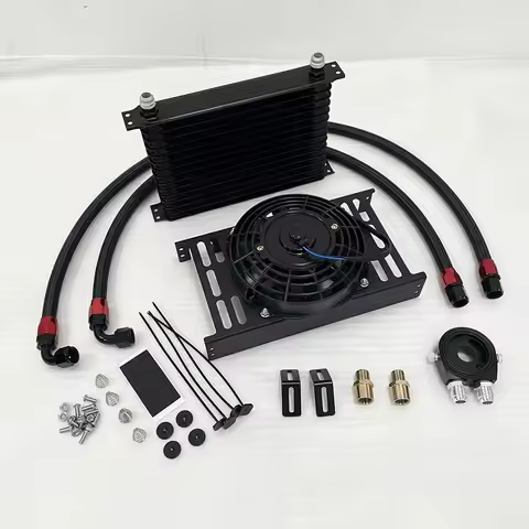7" Electric Fan 7-15 Rows AN10 Engine Oil Cooler +Oil Filter Relocation Kit+Mount Bracket