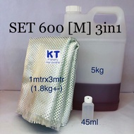 [SET M] 3in1 Fiberglass EWR600 Resin Hardener Polyster Resin Gam Fiber Fiberglass Mat Boat 船用树脂