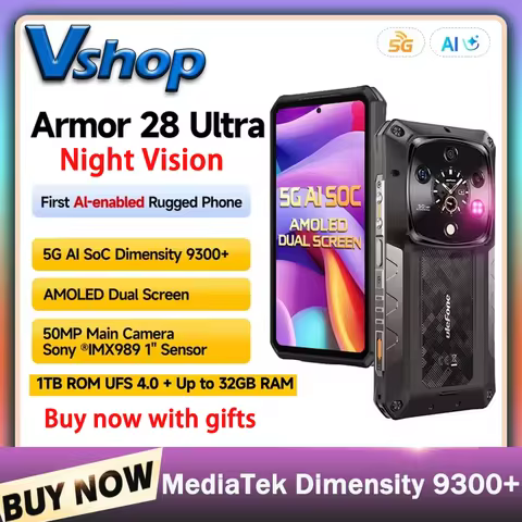 Ulefone Armor 28 Ultra 5G AI Rugged Phone 16GB+1TB Android 14 Smartphone AMOLED 6.67" 10600mAh Batte