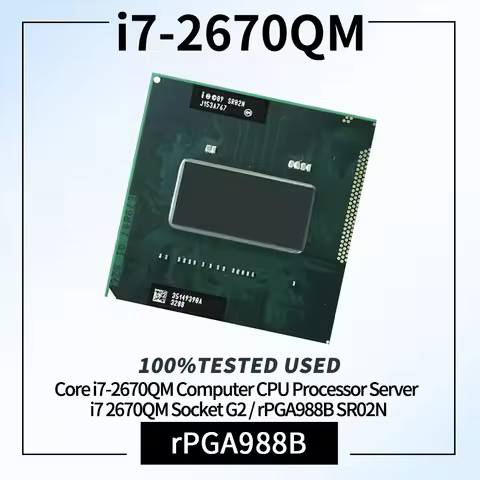 100% Tested Core i7-2670QM i7 2670QM SR02N 2.2 GHz Quad-Core Eight-Thread CPU 6M 45W Socket G2 / rPG