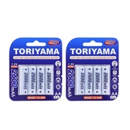 Toriyama ถ่านชาร์จ  AAA / AA (แพ็ค 4 ก้อน) -   จำนวน  2 แพ็ค