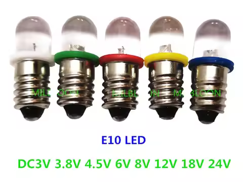 5pcs E10 led bulb E10 DC 3V 3.8V 4.5V 6V 8V 12V 18V 24V Instrument bulb E10 Indicator bulb Old fashi