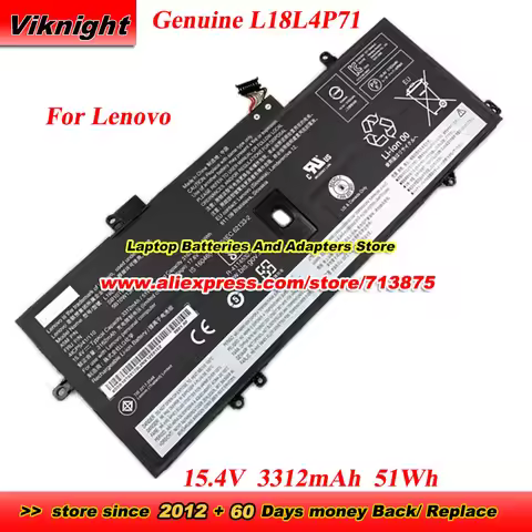 Genuine L18L4P71 Battery L18C4P71 5B10W13930 02DL004 4ICP5/41/110 for Lenovo ThinkPad X1 Carbon 7th 