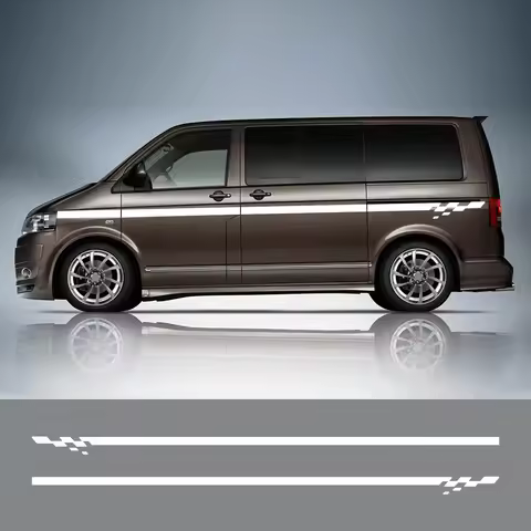 2PCS Car Stickers Camper Van Side Racing Stripes Graphics Vinyl Film Decals Accessories For Volkswag