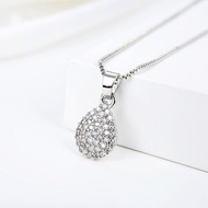 BEAUTIFUL AND LUXURIOUS TITANIUM NECKLACE, ANTI-FADE SILVER GEM DROP PENDANT