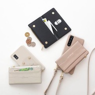 支援多機型 旋轉式 全能手機殼【大型收納袋 刻印】手機掛繩 卡套 零錢包 錢包 莫蘭迪色系 米色 BE09U
