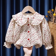 READY STOCKGirl's shirt Doll blouse kid long-sleeved shirt spring baju baby girl 2 tahun floral shir