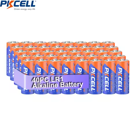 PKCELL 40PC LR1 Battery 910A LR1 SIZE 4001 810 910A AM5 KN 1.5 Volt Alkaline Batteries for Electroni