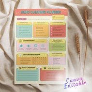 Digital Product - ADHD Cleaning Planner Printable | Canva Editable Cleaning Checklist | Retro Style