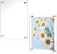 FINGERINSPIRE 2Pcs Floating Clear Acrylic Frame Straight Corners with Standoff, 12x9x1.4Inch Rectang