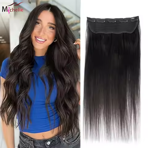 Clip Ins One Piece Weft Hair Extensions 100g Natural Black 3/4 Full Head Straight Human Hair One Pie