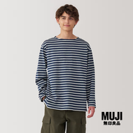 มูจิ เสื้อยืดคอกว้างแขนยาวแบบมีน้ำหนัก ผู้ชาย - MUJI Heavy Weight Boat Neck T-Shirt