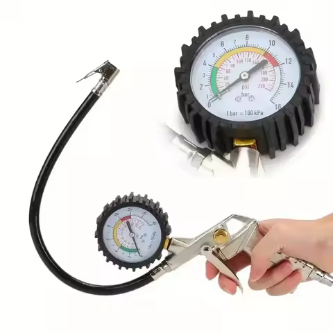 Car Tire Pressure Gauge, 0-16Bar/0-220Psi Pressure Gun,Can Be Used To Inflate/Deflate/Measure Air Pr