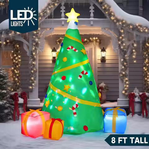 8 FT Christmas Tree Inflatable Decoration Lighted Giant Christmas Tree with Build-in Projection for 