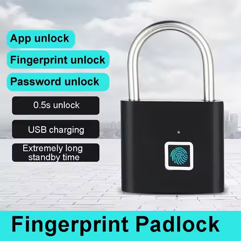 Fingerprint Lock Keyless USB Charging Smart Padlock Door Lock 0.2sec Unlock Portable Anti-theft Padl